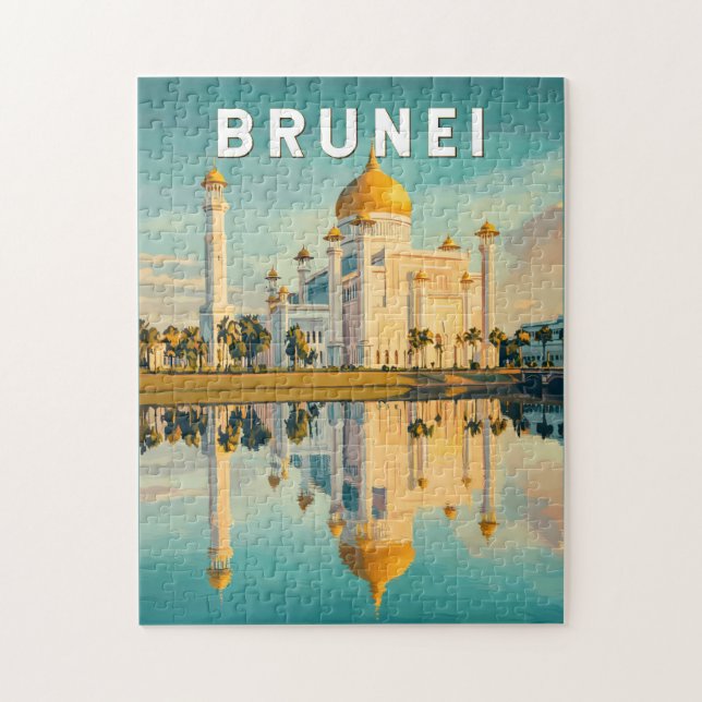 Brunei Illustration Travel Art Vintag Puzzle (Vertikal)