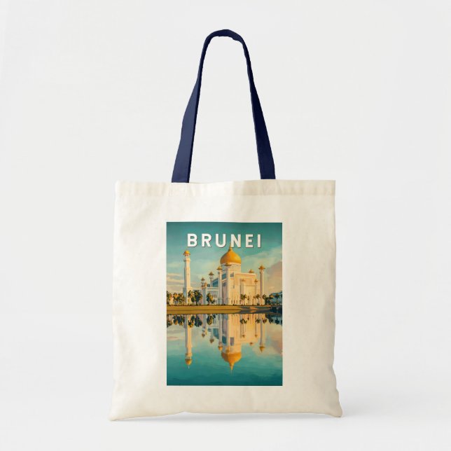 Brunei Illustration Travel Art Vintag Tragetasche (Vorne)