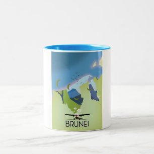 Brunei-Karte Reiseplakat Zweifarbige Tasse