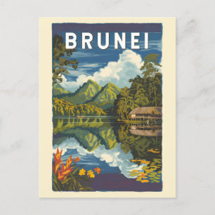 Brunei malerische Illustration Reise Kunst Vintage Postkarte