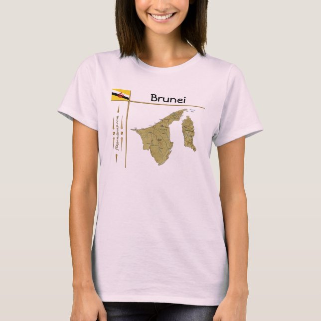 Brunei Map + Flag + T - Shirt (Vorderseite)