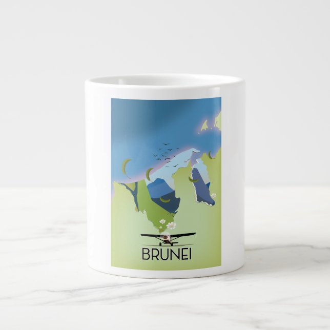 Brunei Map Reiseplakat Jumbo-Tasse (Vorderseite)