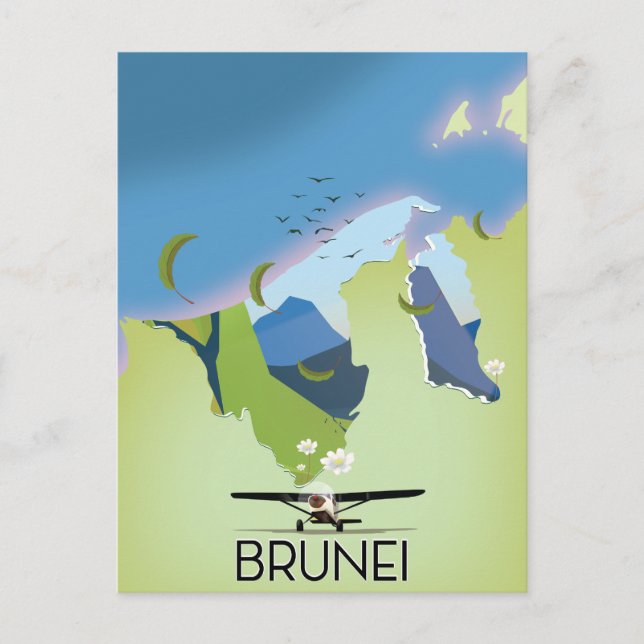 Brunei Map Reiseplakat Postkarte (Vorderseite)
