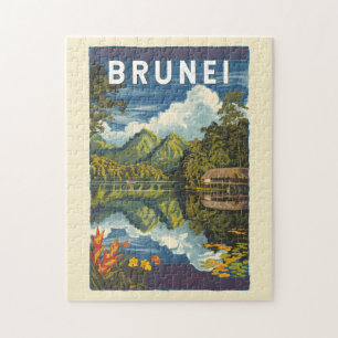 Brunei Painterly Illustration Travel Art Vintag Puzzle