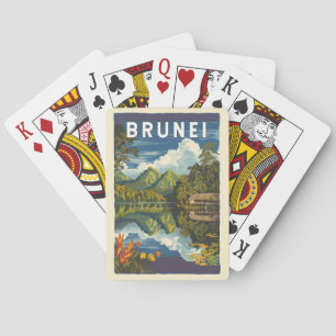 Brunei Painterly Illustration Travel Art Vintag Spielkarten