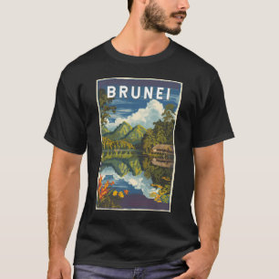 Brunei Painterly Illustration Travel Art Vintag T-Shirt