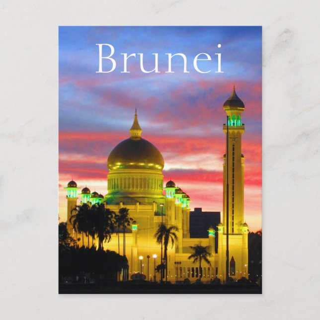 Brunei-Sonnenuntergang-Moschee Postkarte (Vorderseite)