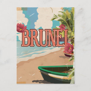 Brunei Vintage Reise Poster Kunst. Postkarte