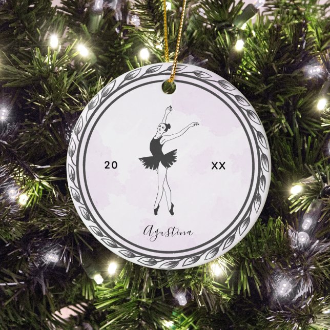 Brünett Balerina Silhouette Ballett Tänzerin Name Keramik Ornament (Von Creator hochgeladen)