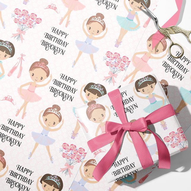 Brünett Ballerina Personalisiert Geschenkpapier (Von Creator hochgeladen)