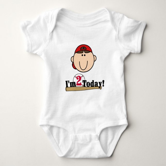 Brünett Boy Baseball 2. Geburtstag Baby Strampler (Vorderseite)