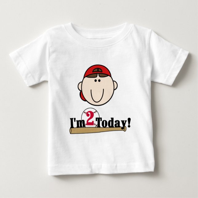 Brünett Boy Baseball 2. Geburtstag Baby T-shirt (Vorderseite)