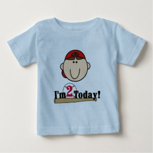 Brünett Boy Baseball 2. Geburtstag Baby T-shirt