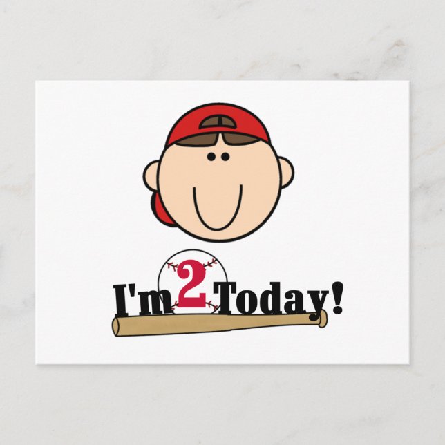 Brünett Boy Baseball 2. Geburtstag Postkarte (Vorderseite)