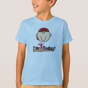 Brünett Boy Baseball 3. Geburtstagstorte T-Shirt