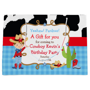 Brünett Boy Cowboy Western Geburtstag Danke Große Geschenktüte