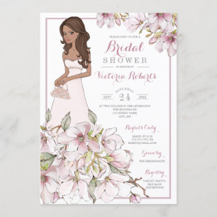 Brünett Bridge Floral Brautparty Einladung