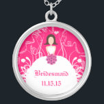 Brünett Fuchsia Wedding Bridesmaid Necklace Versilberte Kette<br><div class="desc">Keepake Necklaces Wählen Sie entweder Silver Plated Gold Finish oder Sterling Silver Unique Personalisiert Custom !st Christmas Gift Wedding Party Necklaces - um die Hintergrundfarbe zu ändern - klicken Sie auf Anpassen - wählen Sie das letzte Tool aus dem Drop-Down-Menü und wählen Sie aus einer der angezeigten Farben oder geben...</div>