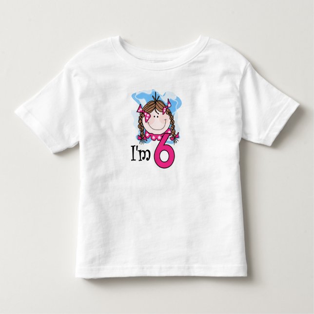 Brünett Girl I'm Six Kleinkind T-shirt (Vorderseite)