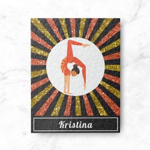 Brünett Gymnastik Gymnastik Gold Orange Name Puzzle