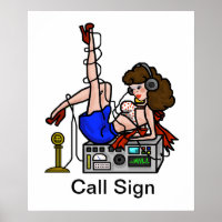 Brünett Ham Radio Button-up Girl Poster Anpassen