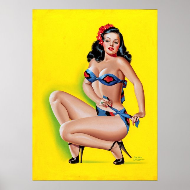 Brünett in Bikini Button Up Poster (Vorne)