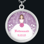 Brünett Lavender Wedding Bridesmaid Necklace Versilberte Kette<br><div class="desc">Keepake Necklaces Wählen Sie entweder Silver Plated Gold Finish oder Sterling Silver Unique Personalisiert Custom !st Christmas Gift Wedding Party Necklaces - um die Hintergrundfarbe zu ändern - klicken Sie auf Anpassen - wählen Sie das letzte Tool aus dem Drop-Down-Menü und wählen Sie aus einer der angezeigten Farben oder geben...</div>