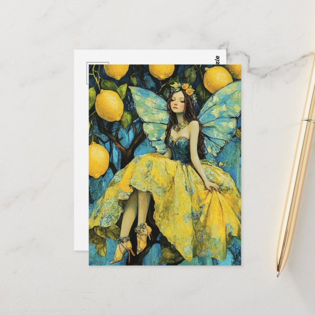 Brünett Lemon Tree Fairy Postkarte (Vorderseite/Rückseite Beispiel)