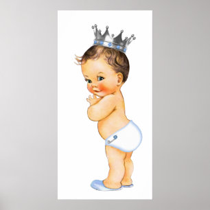 Brünett Little Prince Baby Dusche Poster