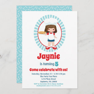 Brünett Pizza Party Girls Geburtstag Einladung