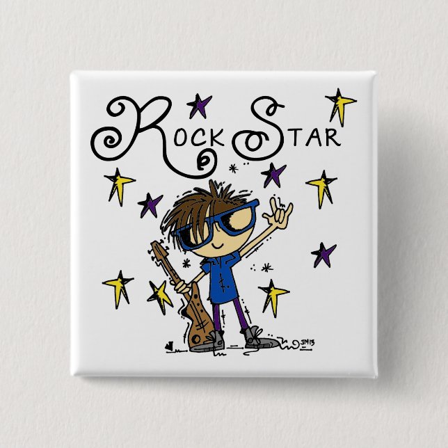 Brünett Rock Star Button (Vorderseite)