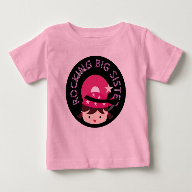 Brünett Rocking Big Sister Baby T-shirt (Vorderseite)
