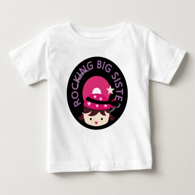 Brünett Rocking Big Sister Baby T-shirt (Vorderseite)