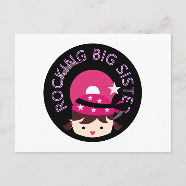 Brünett Rocking Big Sister Postkarte (Vorderseite)