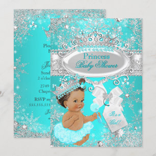 Brünette Aqua Wonderland Princess Baby Dusche Einladung