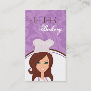 Brünette Baker Lila Bake Cup Cakes Business Card Visitenkarte