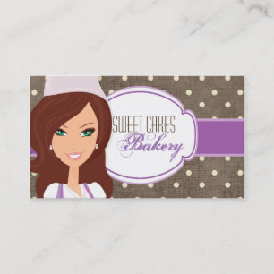 Brünette Baker Lila Bake Cup Cakes Business Card Visitenkarte