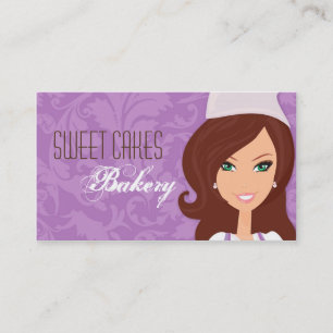 Brünette Baker Lila Bake Cup Cakes Business Card Visitenkarte