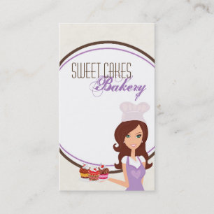 Brünette Baker Lila Bake Cup Cakes Business Card Visitenkarte