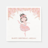 Brünette Ballerina in rosa Kleid Floral Geburtstag