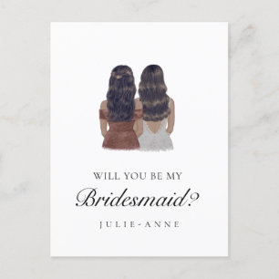 Brünette Bridesmaid für Wasserfarben - Vorschlag P Postkarte