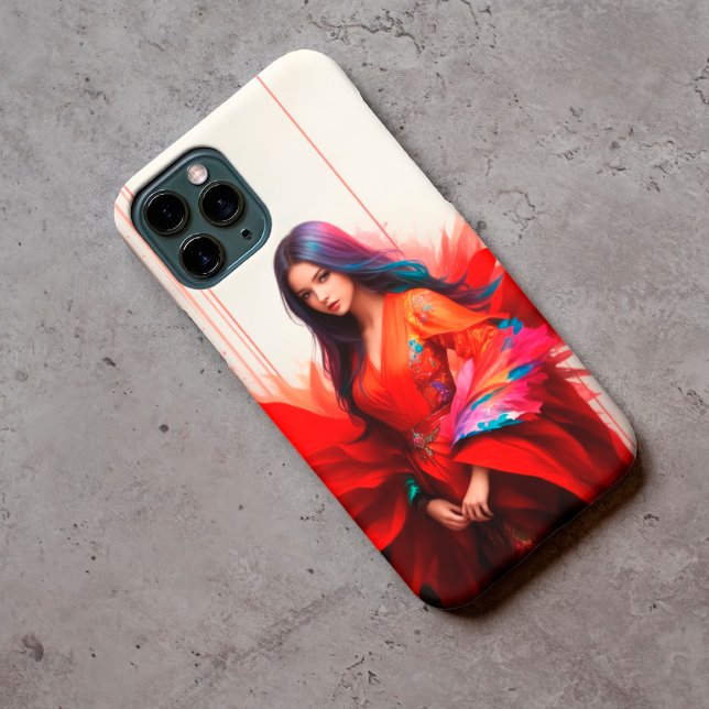 Brünette Dekoration der asiatischen Kimono moderne Case-Mate iPhone Hülle (Von Creator hochgeladen)