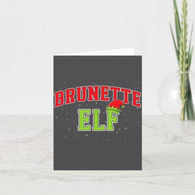 Brunette Elf Christmas Family Matching Group Xmas  Karte (Vorderseite)