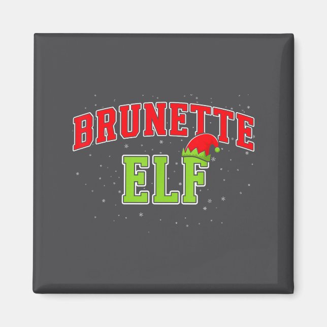 Brunette Elf Christmas Family Matching Group Xmas  Magnet (Vorne)
