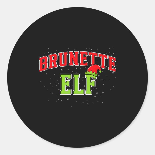 Brunette Elf Christmas Family Matching Group Xmas  Runder Aufkleber (Vorderseite)