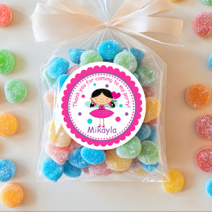 Brünette Fairy Princess Geburtstagsticker Runder Aufkleber