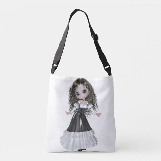 Brünette Frau ganz vorbei - drucken Sie Tragetaschen Mit Langen Trägern (Rückseite)