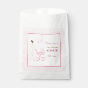 Brünette Frauendusche aus Pink Damask Geschenktütchen