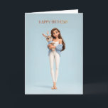 Brunette Girl in Blue Cardigan w/ White Bunny BDay Karte<br><div class="desc">A fresh,  modern birthday card featuring a stylish young woman in soft blue and white tones holding an adorable bunny in a matching headband. Clean lines,  gentle colors,  and a cozy,  approachable feel make this design perfect for anyone who loves simple,  sweet,  uplifting birthday greetings.</div>