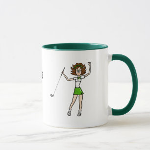 Brünette Golfer-Tasse Tasse